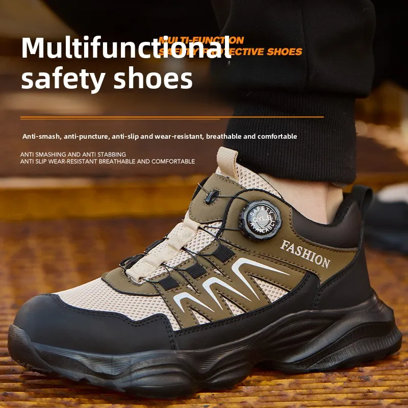 Sapatos de trabalho leves com biqueira de aço, botas de segurança industrial, sapatos de segurança anti-perfuração para construção, tênis de proteção para o trabalho._voghion.com