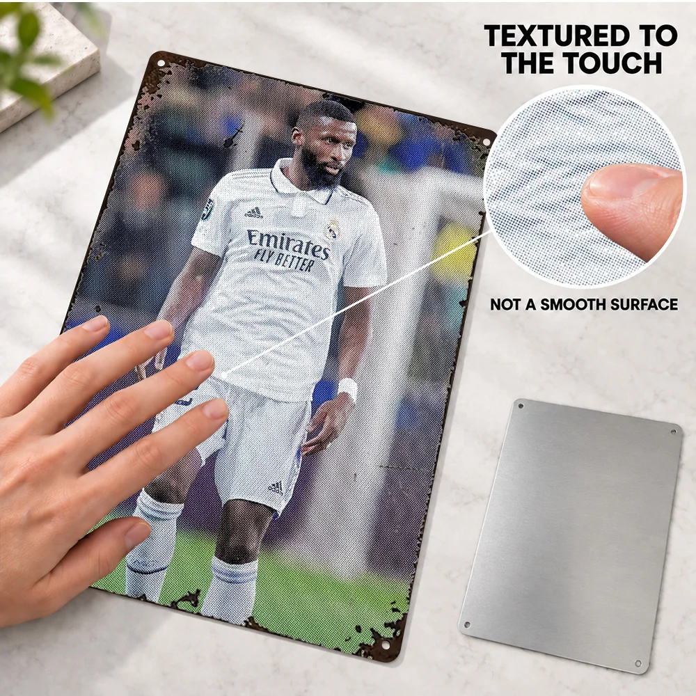 Antonio Rüdiger Football Player Textured Metal Poster Personalized Aluminum Sign Sports Photography Wall Art For Home Office