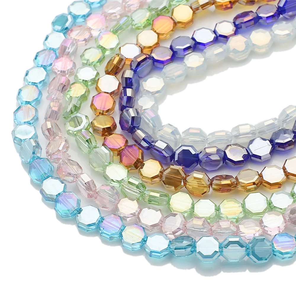Österreichischer Kristall, 50 Stück, 8 mm, bunt plattiert, scheibenförmige Glasperlen, achteckige Perlen, facettierte lose Perlen, DIY-Armband, Perlen, Basteln
