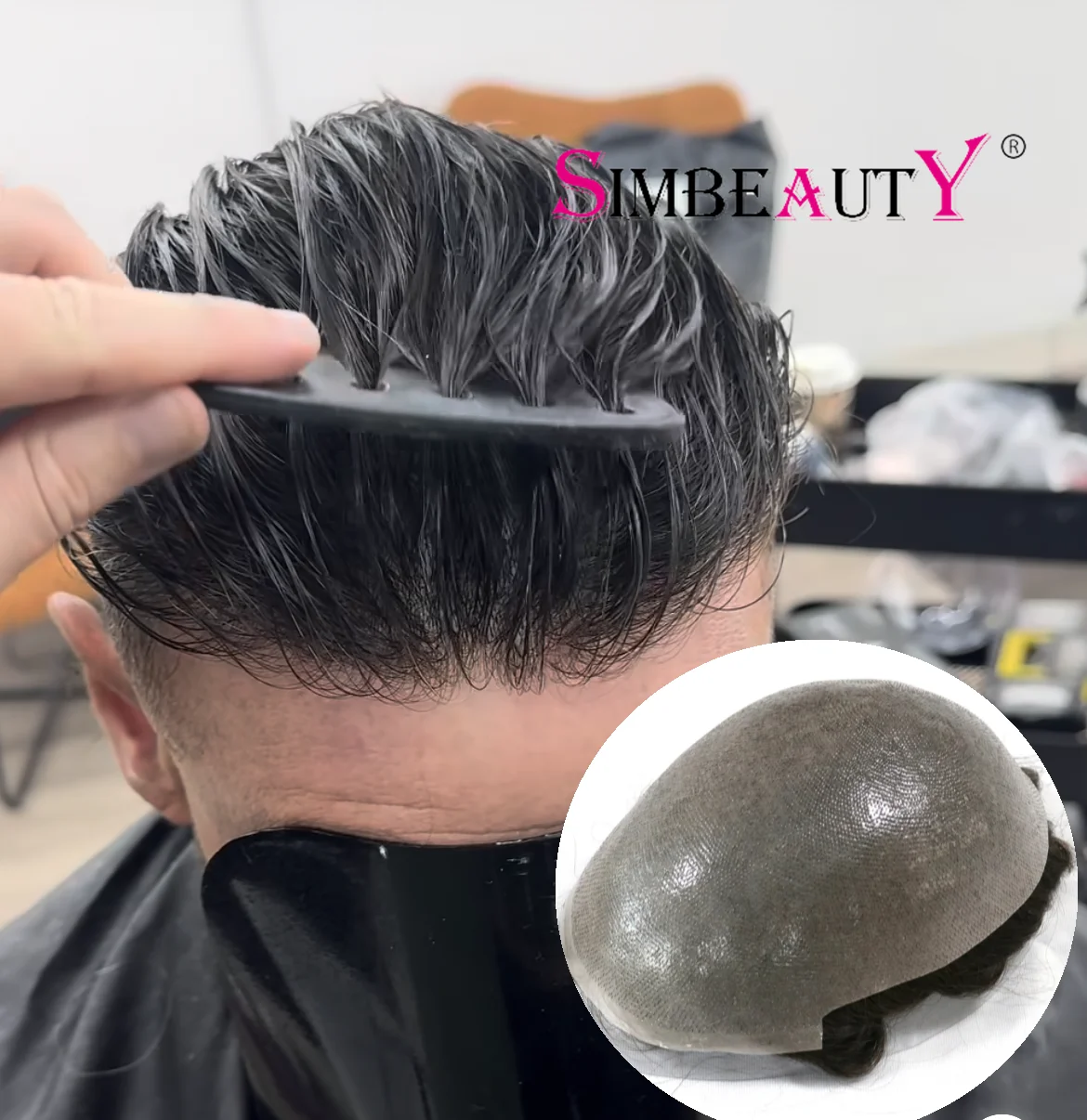 Durable Ultra-Thin Skin Men's Toupee Brown Black wig Full PU 0.04mm Human hair Natural Hairline Remy Hair Capillary Prosthesis