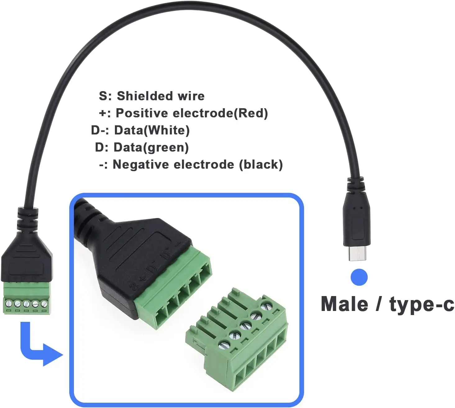 Produktbild von 5V Crimpklemme Typ C – Lötfreier Stecker, Schnellverbindung, Für Laden & Reparatur – Kompakt Und Stabil
