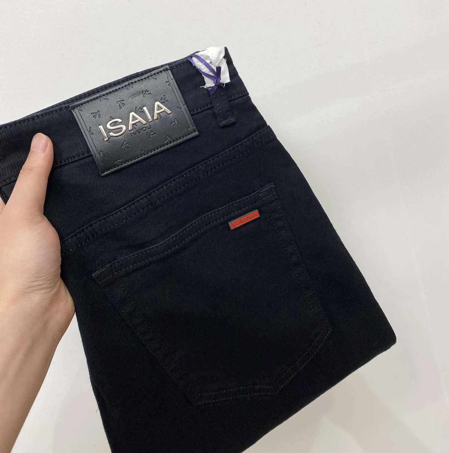 

BLSK CPRT Jeans Thick Cotton Men 2025 Autumn Winter new Embroidery elasticity zipper Fashion straight size 29-38 Black Pants