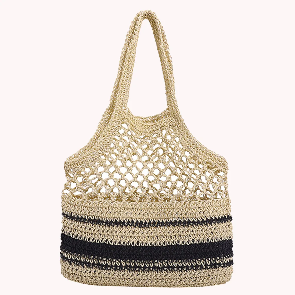 

Women Beach Handbag Large Capacity Woven Shoulder Bags Hollow Out Casual for Summer Travel Shopping
