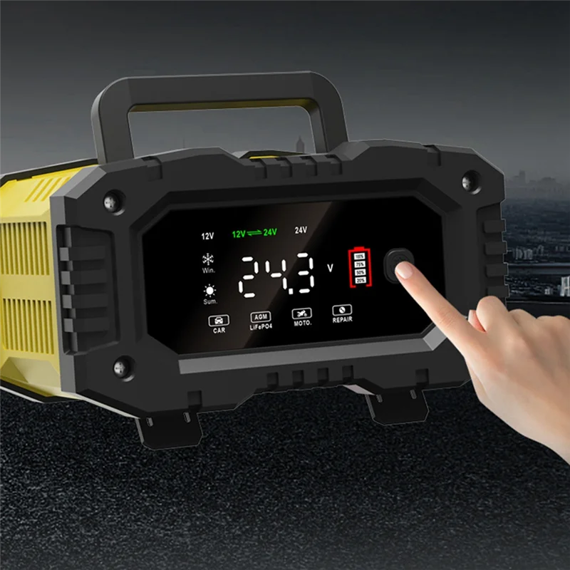 

LLCS-Fully Automatic Smart Charger 10A High Power Portable Car Motorcycle Battery Charger 12V24V For Battery Charging US Plug