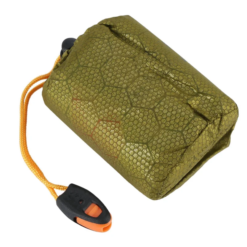 

4X Emergency Sleeping Bag Bivy Sack With Whistle Outdoor Survival Sleeping Bag Thermal Blanket For Camping Backpacking