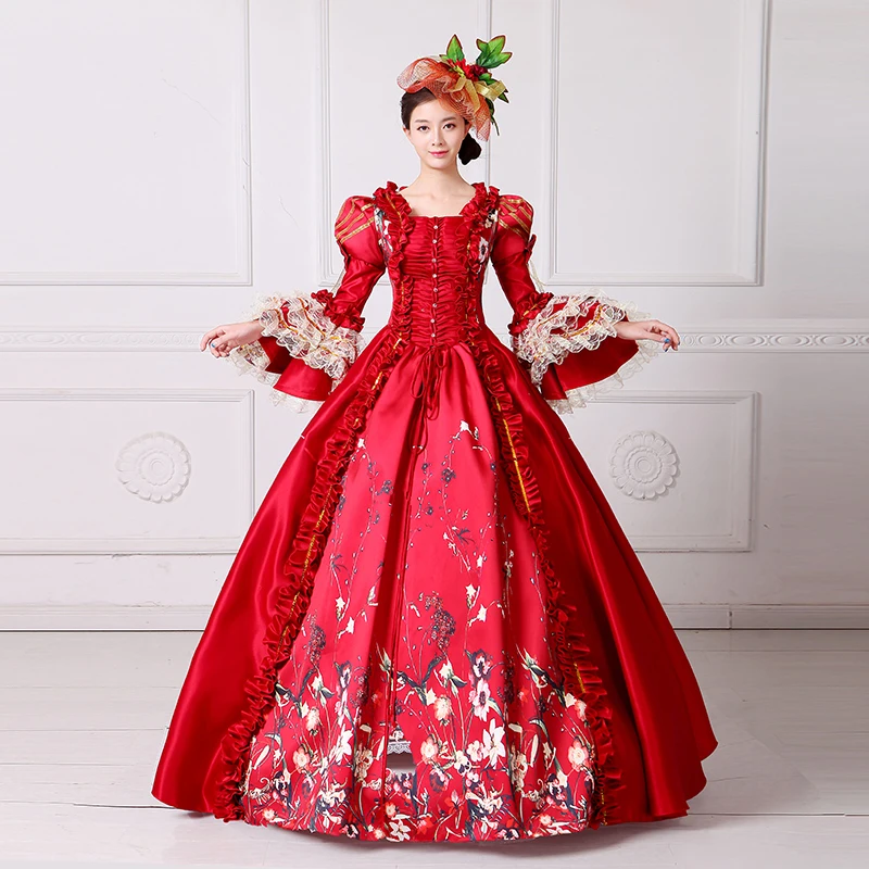 GUXQD Elegant Ball Gown Medieval Marie Court Evening Dresses Baroque Victorian Prom Party Gowns Masquerade Halloween