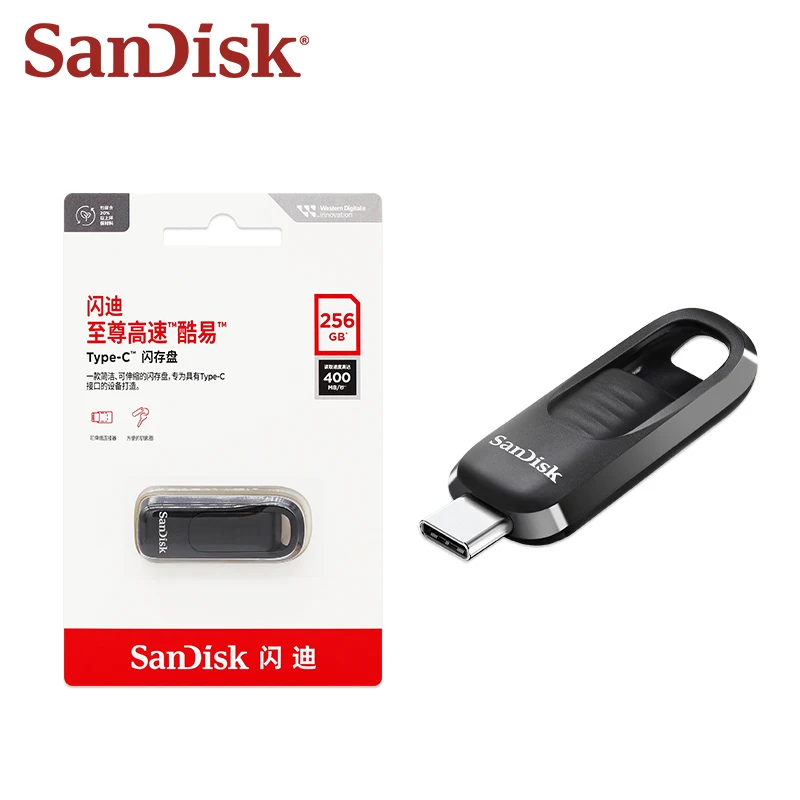 SanDisk Ultra Slider USB 3.2 Type-C Flash Drive CZ480 Pen Drive 64GB 128GB 256GB Szybkość odczytu do 400MB/s Dysk Flash do tabletu — zdjęcie produktu 6