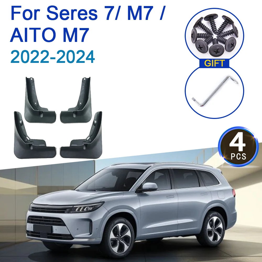 

4pcs Fenders For Seres 7 AITO M7 2022 2023 2024 Fender Mud Flaps Auto Splash Guards Front Rear Mudguards Protector Accessories