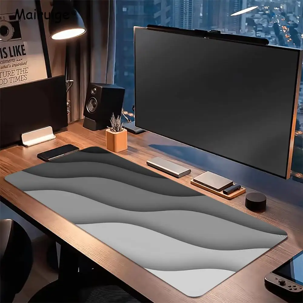 Black and Grey Streamlined Ripples Mouse Carpet Office Table Mat Mouse Pads Playmat Pc Decor Computer Keyboard Mousepad For Game