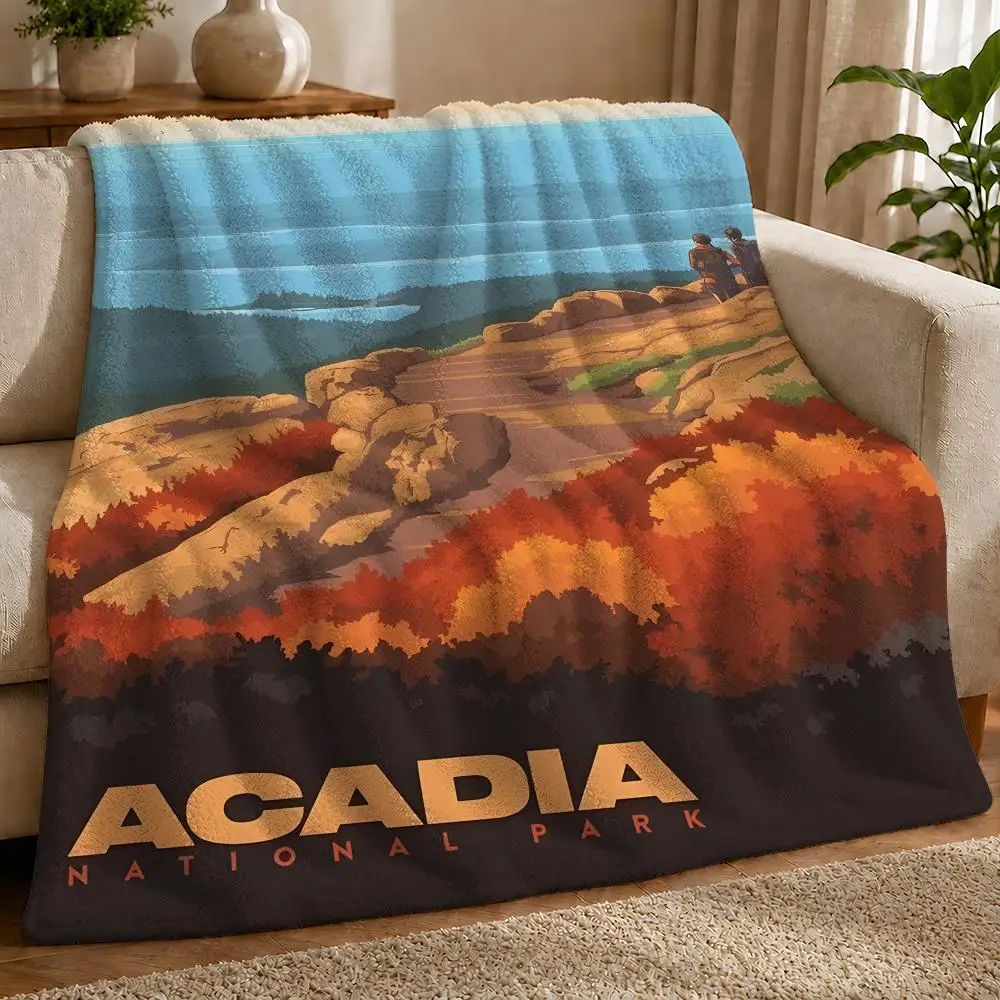 Acadia National Park Throw 1pc Flannel Blanket Soft Lightweight Warm Cozy For Bedroom Sofa Bed