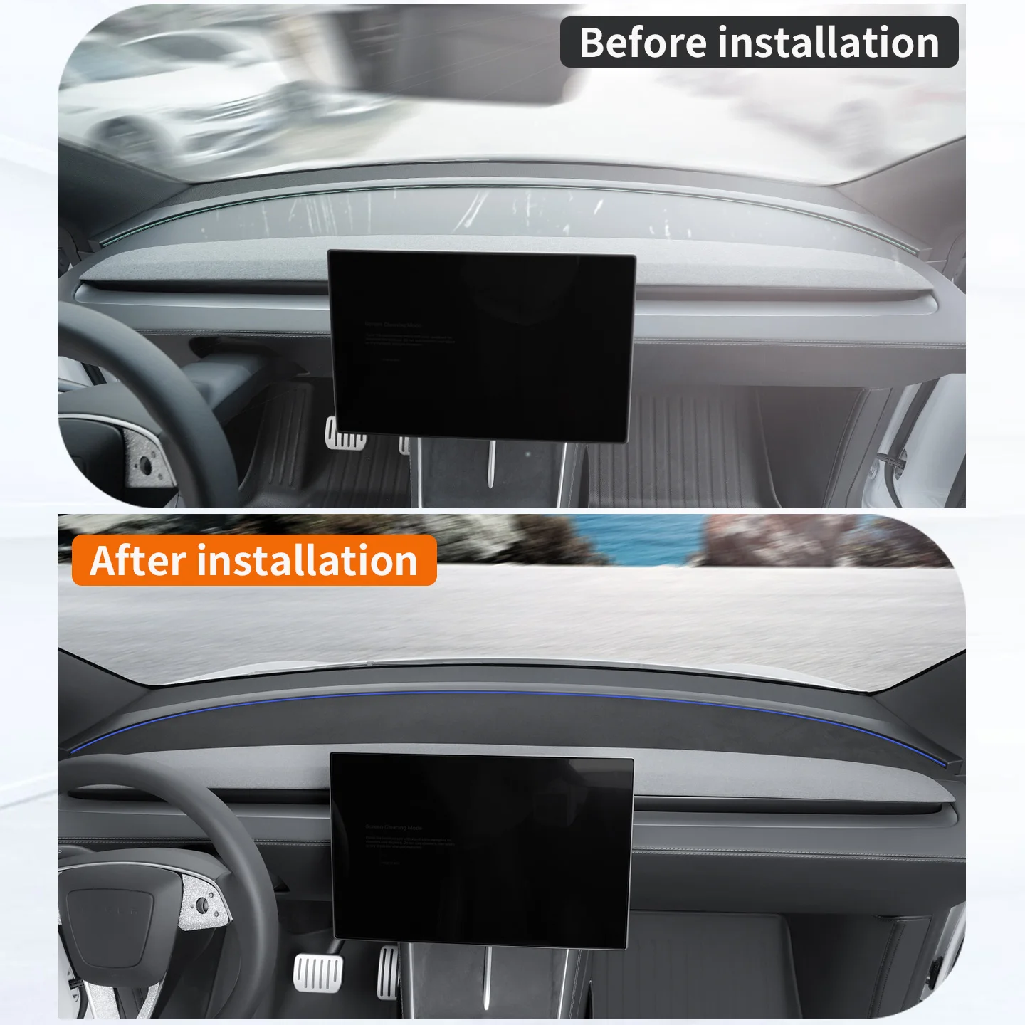 For Tesla Model Y Juniper Center Console Protective Pad, 6-Seater Model YL/3Highland Dashboard Sunscreen Pad, Ultra-Thin Version