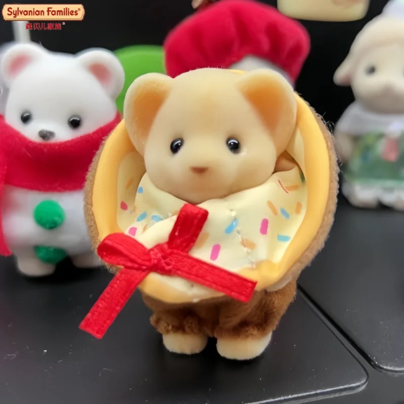 Genuine Cute Sylvanian Families Rabbit Grove Family Dollhouse Beaver Baby Christmas Girl Flocking Doll Decoration Ornaments Gift