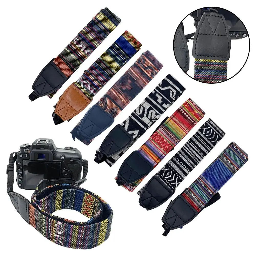 Adjustable Camera Strap Belt PU Leather Retro Ethnic Style SLR Camera Shoulder Strap for For Nikon Camera For Sony Camera