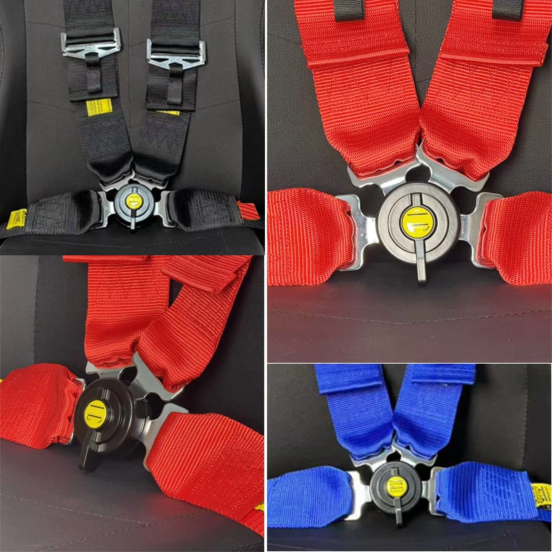 حزام مقعد 3 بوصة 4 نقاط JDM حزام مقعد السيارة للسباق مع كاملوك سريع التحرير أزرق للسيارة مع شعار