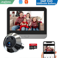 Jeatone 3MP Smart Home Tuya Door Bell Video Peephole Camera 140° 2.4Ghz WiFi Wireless Magic Door Peephole Eye PIR Night Vision