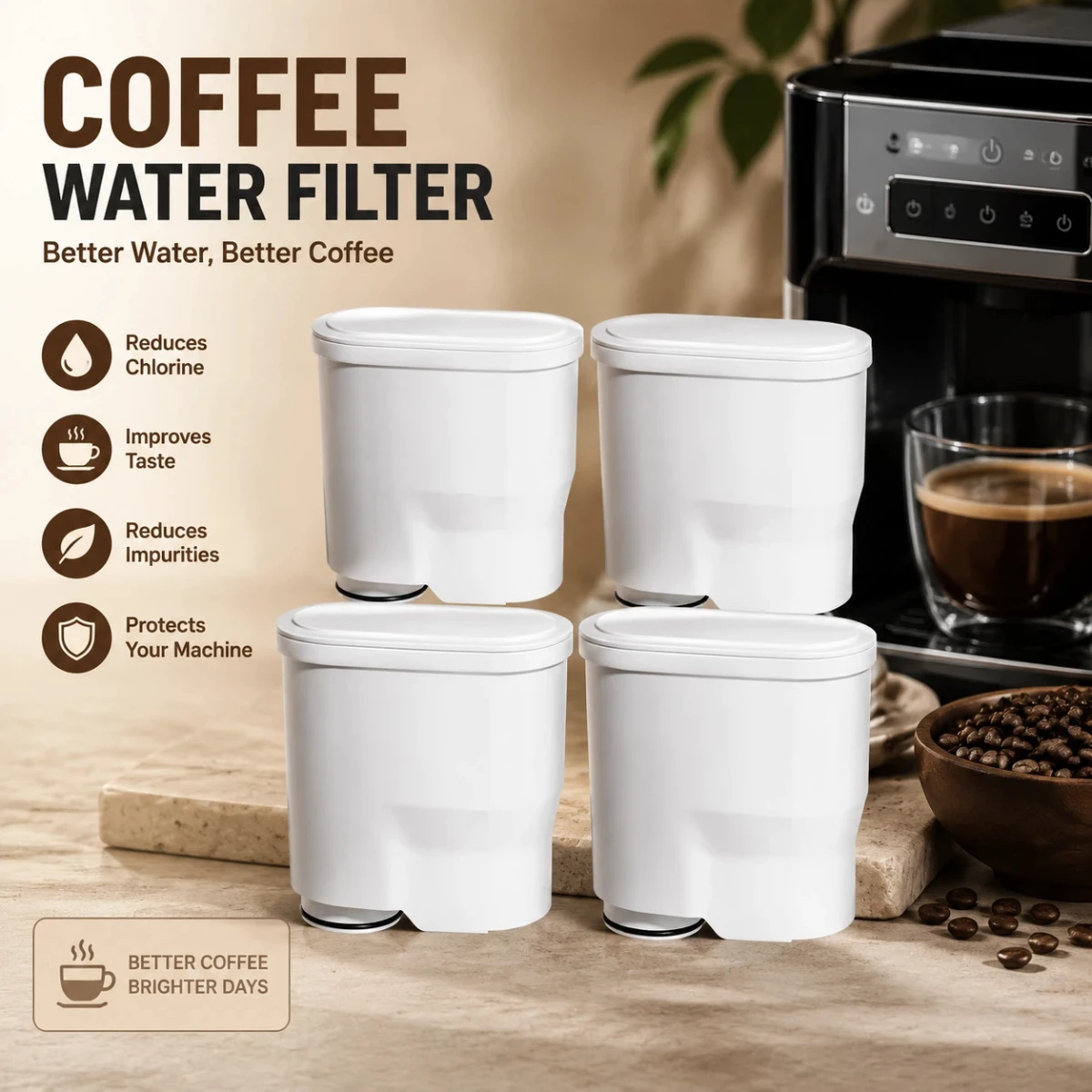 UPVIEWS Coffee Water Filter Replacement intended for Philips CA6903 4 Pack compatible with Philips Saeco AquaClean CA6903 EP1220