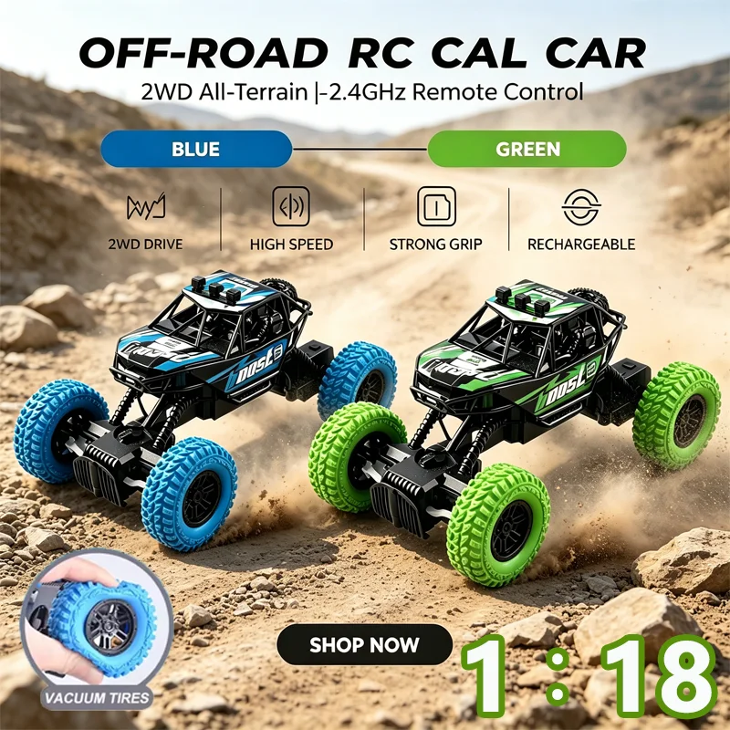 New Remote Control Car With Colorful Flashing Lights Rubber Wheels Off-road Toy Car Suitable For Christmas Boys Children's Gifts