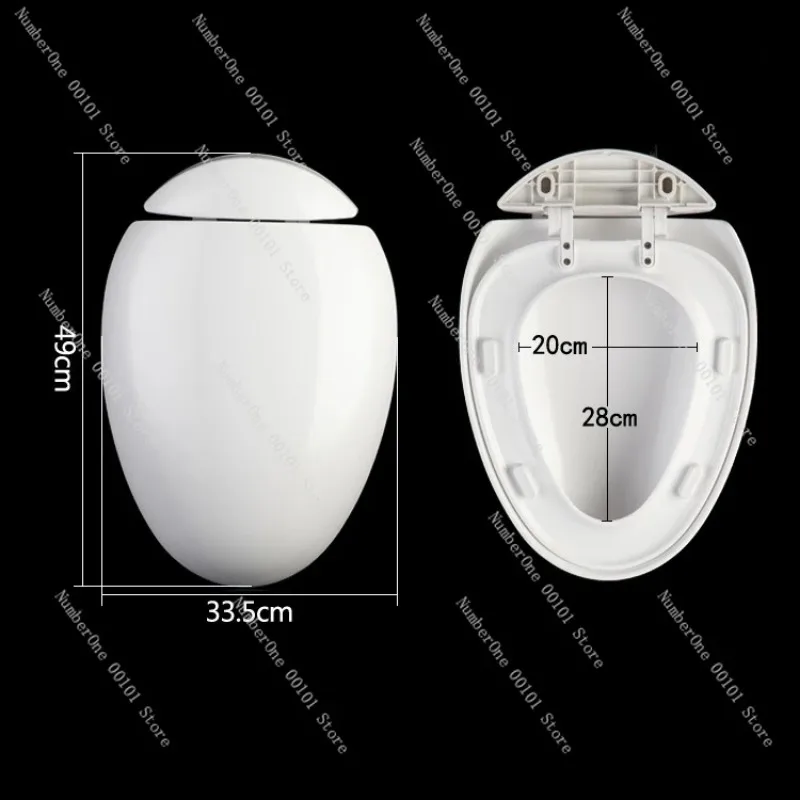 Egg Shape Vintage Toilet Seat, PP Board with Stainless Steel Hinge, Retro Elongated Toilet Cover Full Set