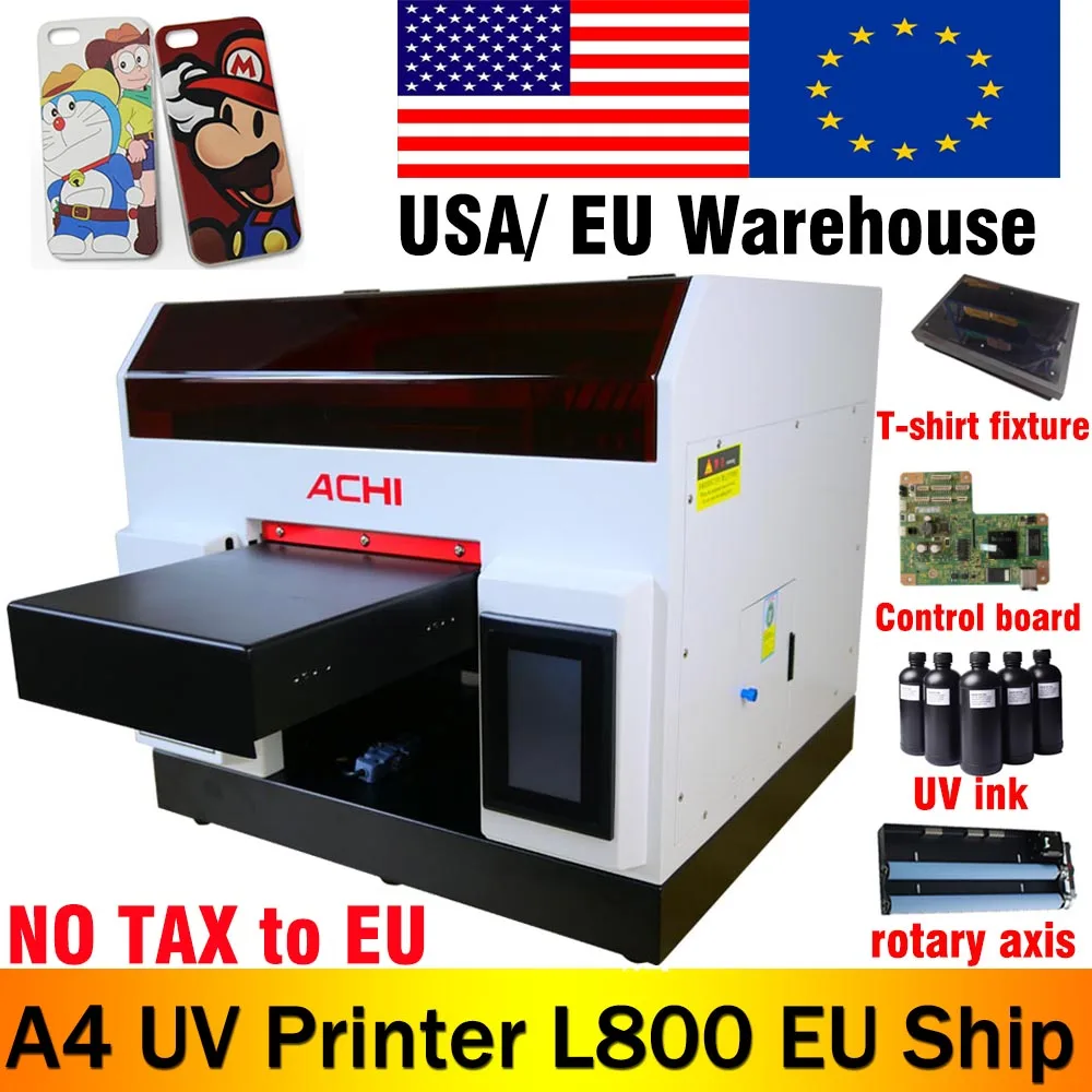 EU Schiff A4 UV Drucker L800 für Zylinder Flasche Glas Metall Holz Telefon Fall Druck Digital UV Drucker UNS LAGER EU LAGER