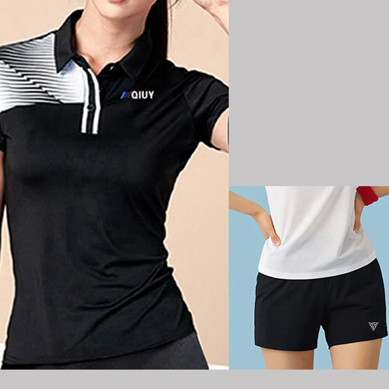 2024 badminton shirt set tennis uniform men and women short skirt table tennis clothing lapel golf clothing sports customised