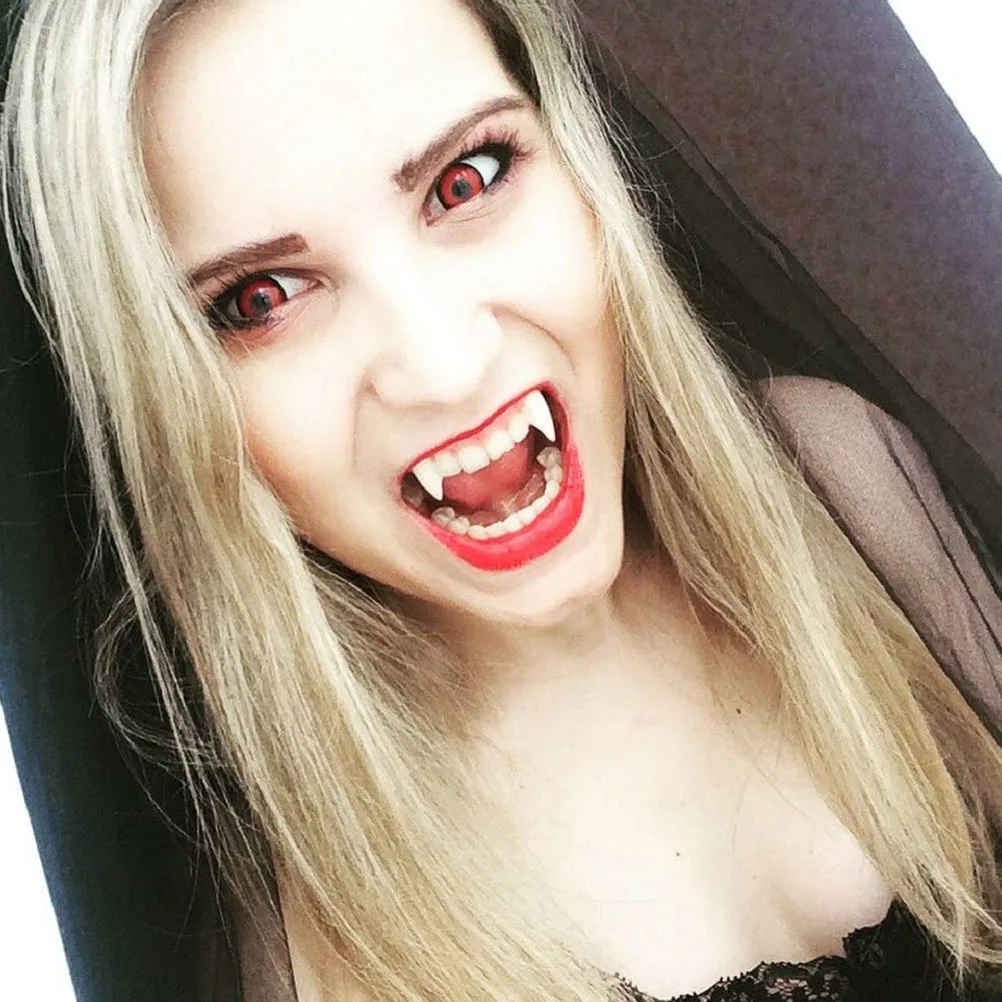 Dentaduras postizas de Halloween, decoración de PVC, accesorios de broma, disfraces, fiesta de terror, colmillos de Cosplay, diseño realista adecuado para todas las edades