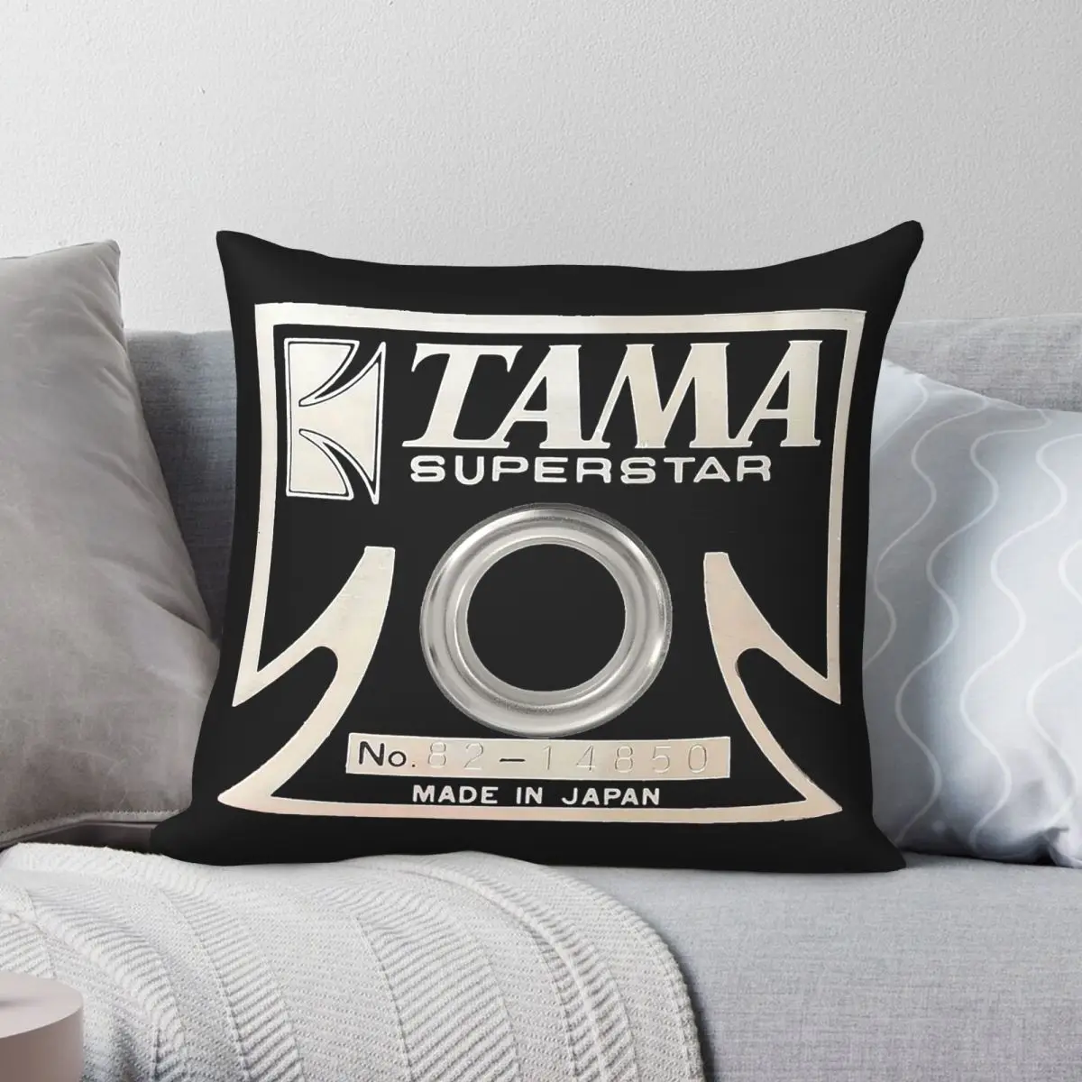 Tama Drums Superstar Badge Square Pillowcase Polyester Linen Velvet Pattern Zip Decorative Throw Pillow Case Sofa Cushion Cover