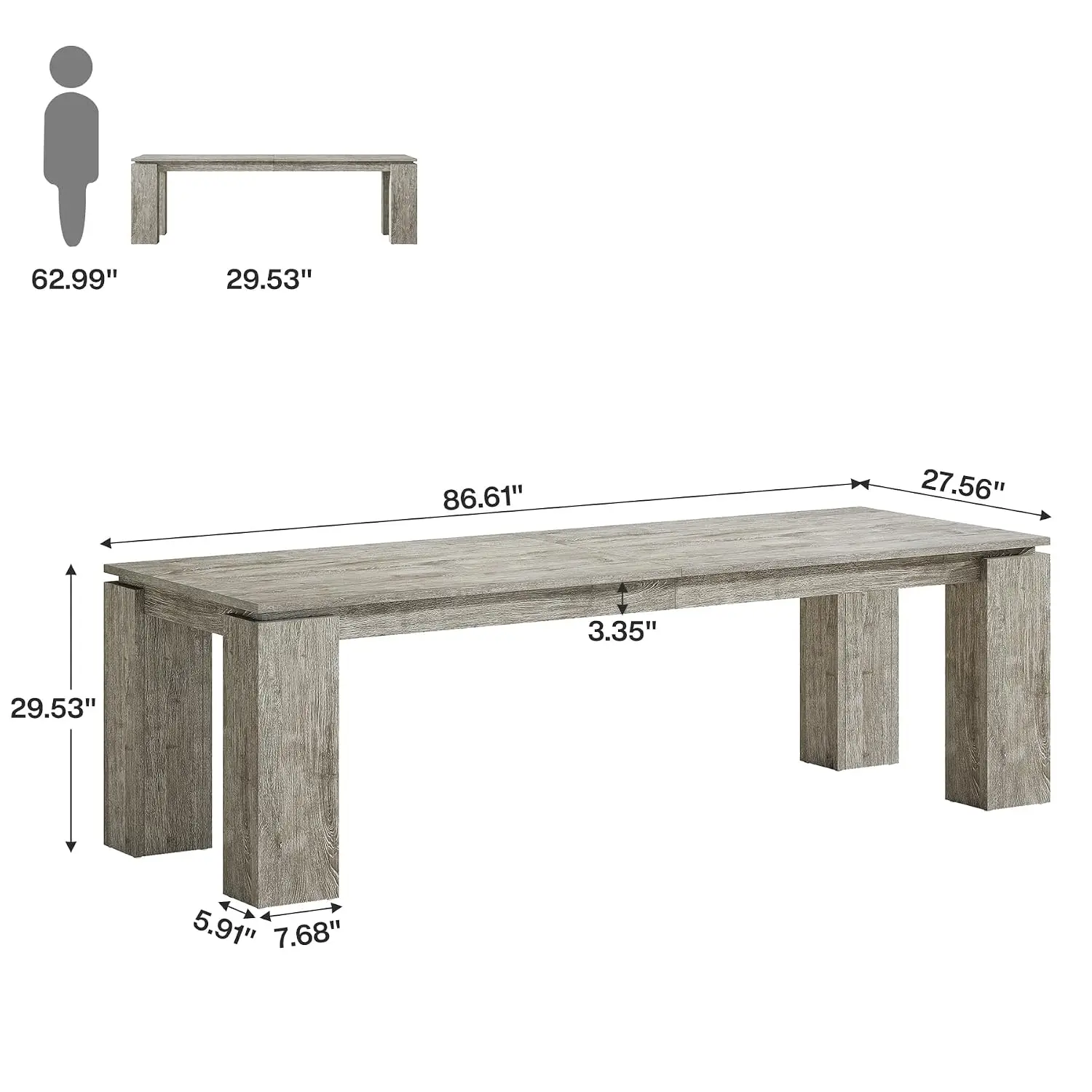 86-Inch Wood Two-Person Office Desk, Modern Double Computer Desk, Extra Long Workstation Table for Home Office, Customized