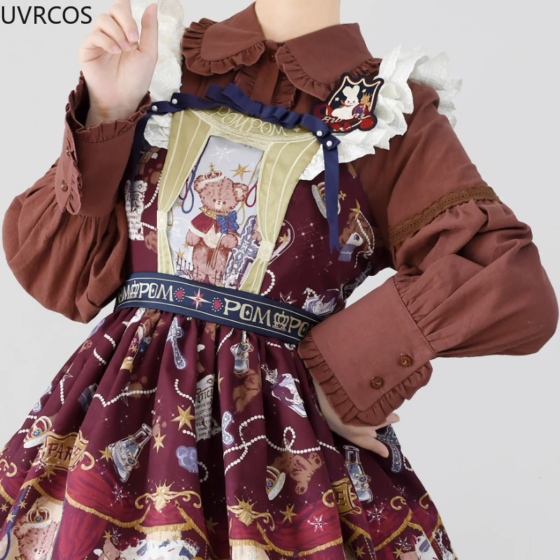 Victorian Vintage Lolita Blouses Women Japanese Harajuku Fashion Kawaii Tops Female Casual Peter Pan Collar Ruffles Cotton Shirt