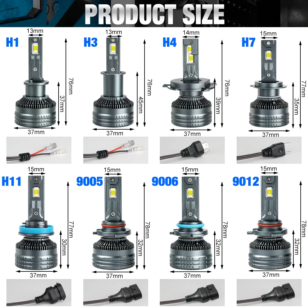 H1 H4 H7 Led H8 H11 9005 HB3 9006 HB4 9012 Hir2 Canbus 140W 30000LM 15pcs CSP Chips Car Headlight Bulb for Automobiles Lamp 12V