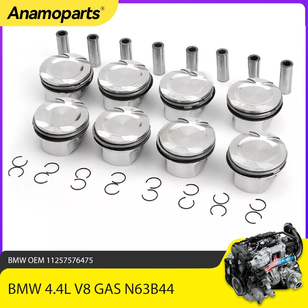 

8x Pistons With Rings Set 89mm For BMW F02 F04 F07 F12 F13 E70 E71 N63B44A 4.4L