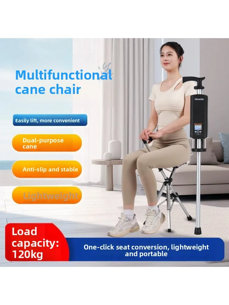 Bastón de Sismo Plegable ro y Portátil Hemeide, Antideslizante, para Escalar Montañas, con Asiento, Ayuda para Perso...