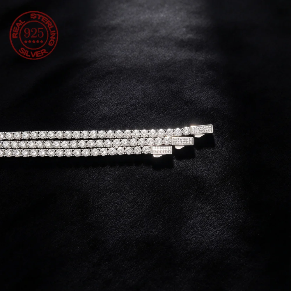 S925 Sterling Silver Princess Cut Moissanite Tennis Bracelet Full Eternity Square Stone Pave Lock Clasp Bridal Party Fine Jewelr