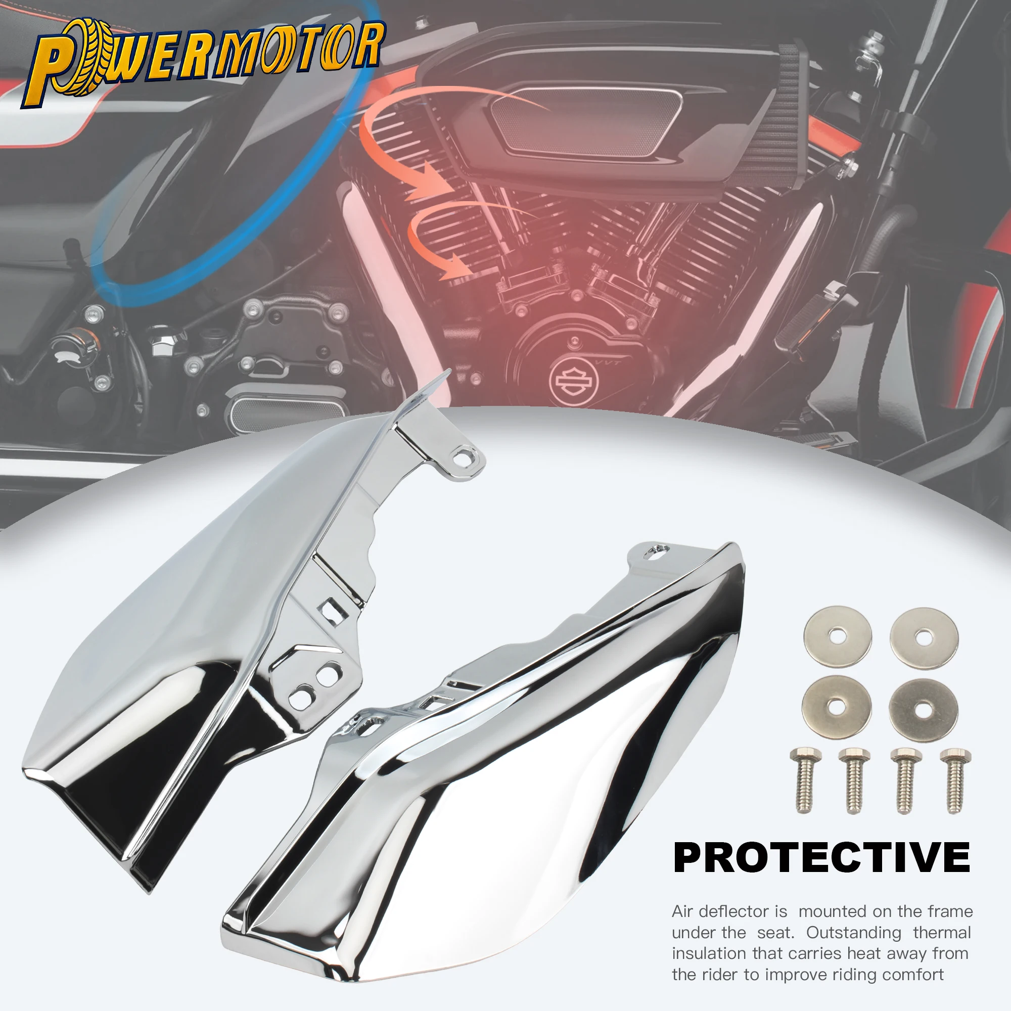 

Motorcycle Mid-Frame Heat Shield Air Deflector Trim For Harley Touring Street Electra Glide CVO Road King 2001-2022 ABS Plastic