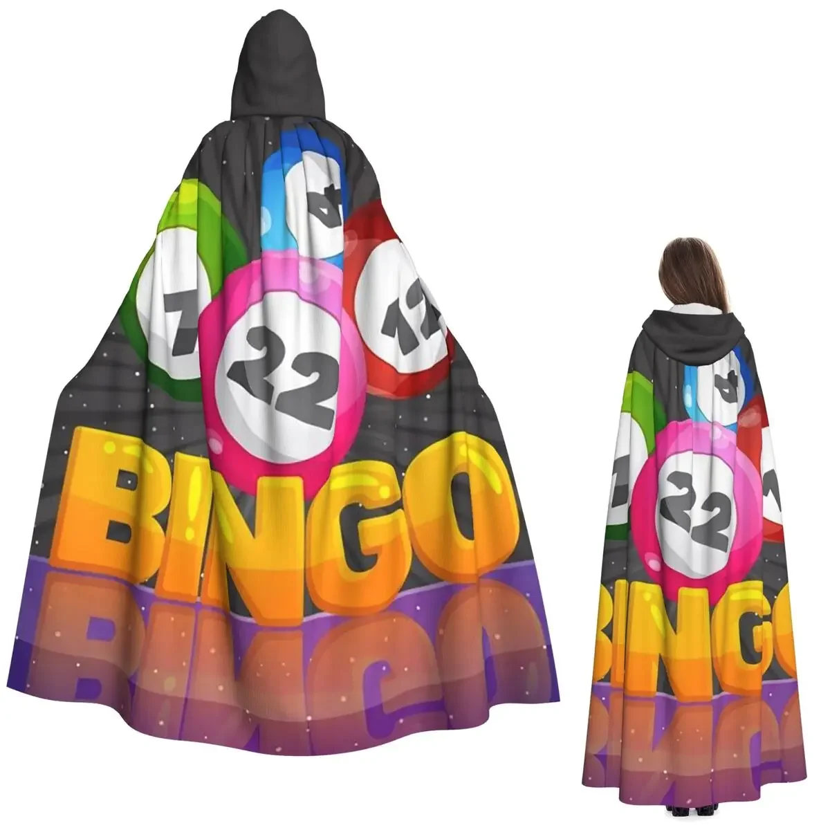 

Funny Bingo Game Long Hooded Cloak Witch Medieval Costume Cape HalloweenVampire Adult Unisex