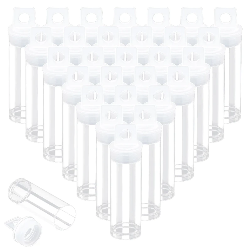 ABRE-30Pcs Contenedores de cuentas de tubo transparente, tubos de almacenamiento de plástico con tapas organizadores juego de contenedores de botellas para cuentas, sal de baño