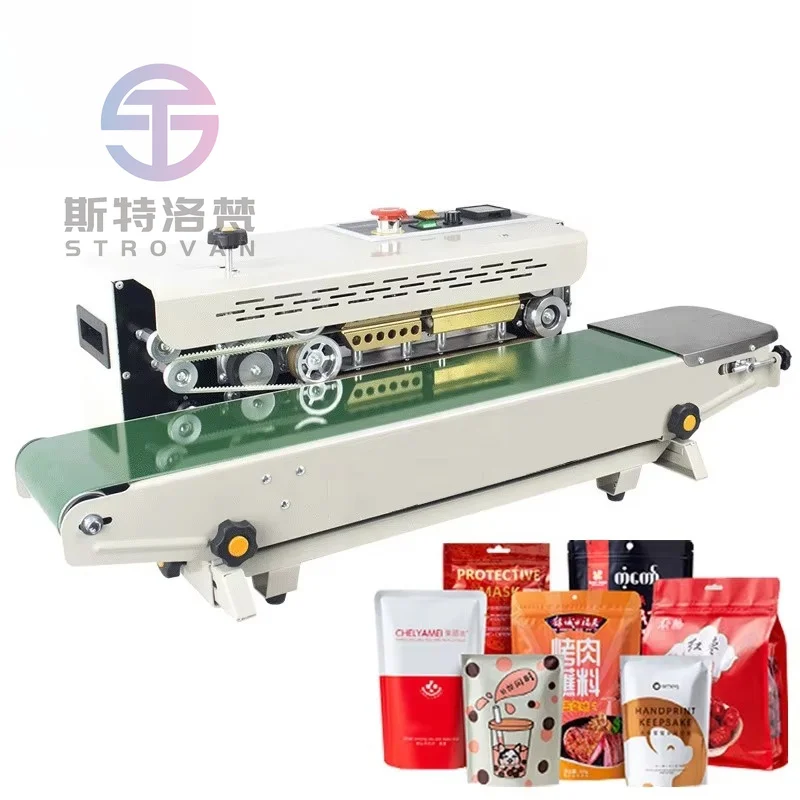 FR-900 Multi-function Foil Pouch Horizontal Plastic Bag Heat Sealer Automatic Date Printing Continuous Sealing Machine