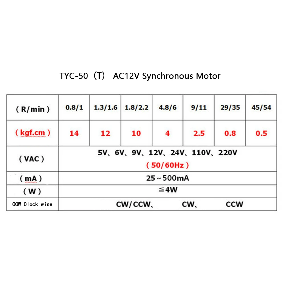 TYC-50 AC12V / 220V Non Synchronous Motor Brushless AC Motor Low Noise Motor Forward / Reverse Rotation Adjustable Motor