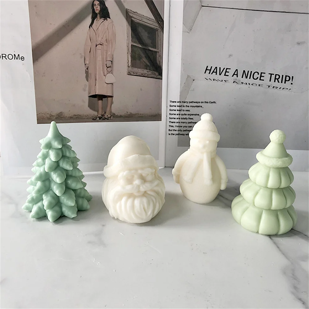 

3D Christmas Tree Candle Wax Mold Silicone Handmade Scented Candle Soap Mould DIY Gypsum Resin Ornament Cake Molds Resin Making