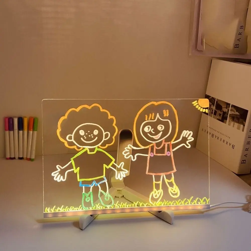 

USB Acrylic Colorful LED Writing Board Night Light Erasable Message Board Decorative Rewritable Kids Drawing Board Birthday Gift