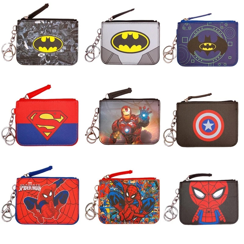 Batman Kids Coin Purse Fashion PU Leather Mini Coin Pouch Anime Boys Key Bag Storage Bag Card Bag Cartoon Coin Bag Card Holder