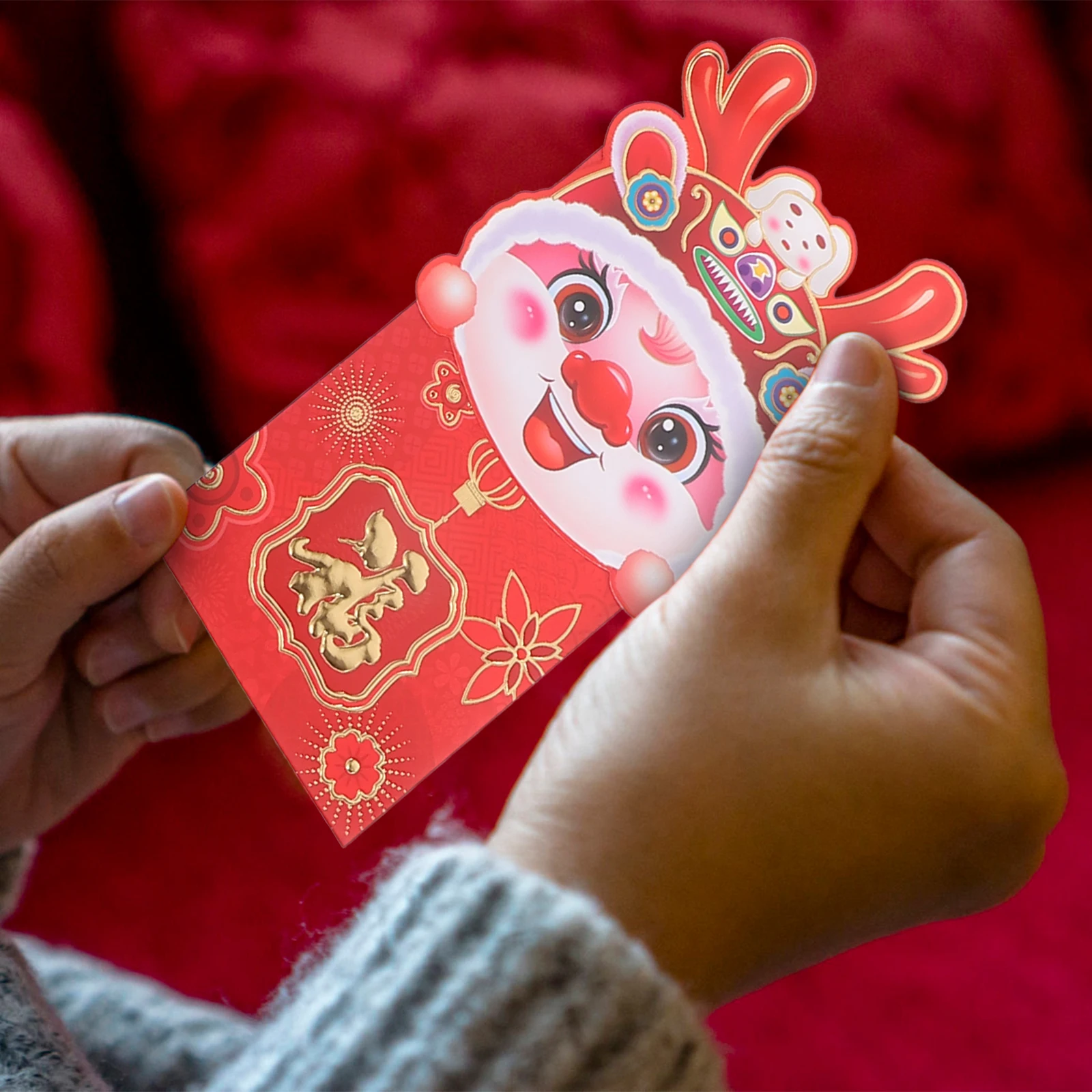 

6 Pcs Dragon Year Red Envelopes 2024 Creative Cartoon Gift Packets Practical Packaging New Year Red Packets