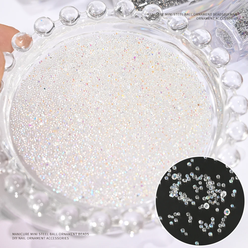 10g/Bottle Caviar Beads Crystal Tiny Rhinestones Nail Charms Manicure Glass Balls Micro Bead For Nail Decorations DIY Jewelry