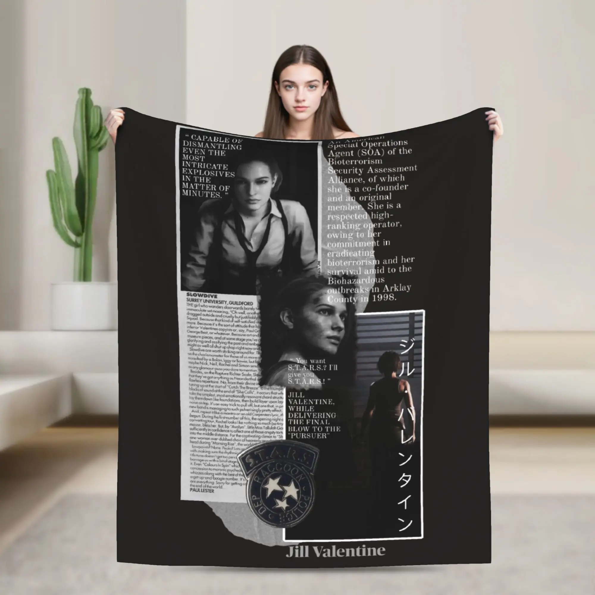 Residents Evils Jill Valentine Plush Blanket Girls Boys  Flannel Throw Blanket For Living Room Super Warm Custom DIY Bedspread