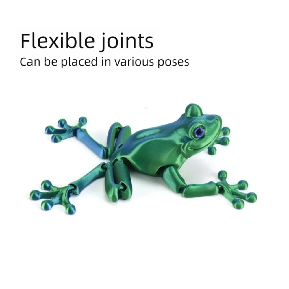 Cute PLA 3D Printed Frog Model Multi-jointed Movable Mini Frog Doll Solid Color Frog Action Figure Desktop Decoration