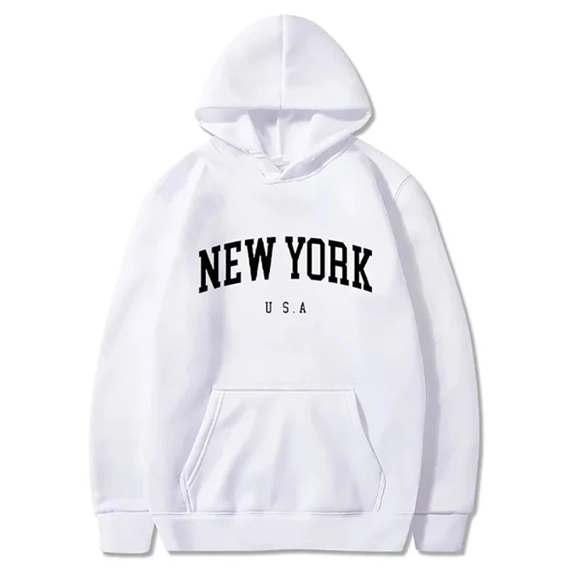 New York U.S.A City Hoodies Letter Graphic Print Men Woman Hoodie Hooded Sweatshirts Harajuku Pullover Unisex Tracksuit Clothing