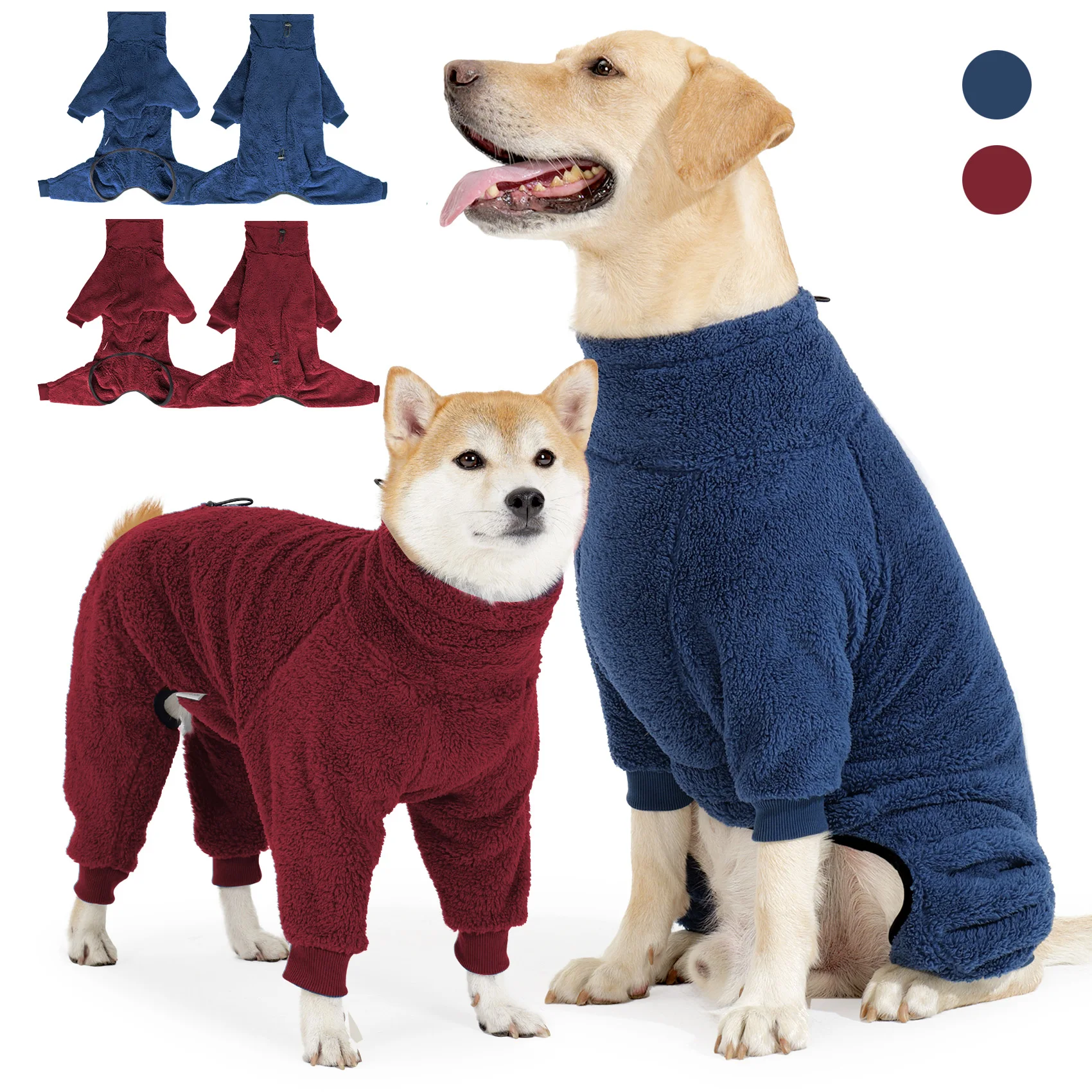 Hunde-Wintermantel, weicher Pullover-Pyjama, warme Hundemäntel für kaltes Wetter, Fleecemantel, gemütliche Winterjacke, winddichter Ganzkörper-Overall