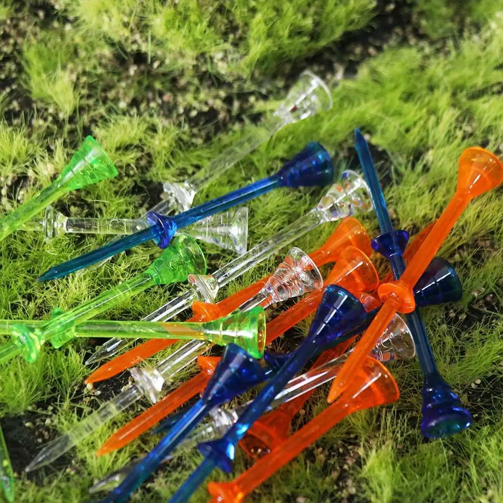 20Pcs Low Resistance Golf Tees Rubber Cushion Double-layer Golf Clubs Tee Plastic 83MM Golf Training Tools Outdoor Sports