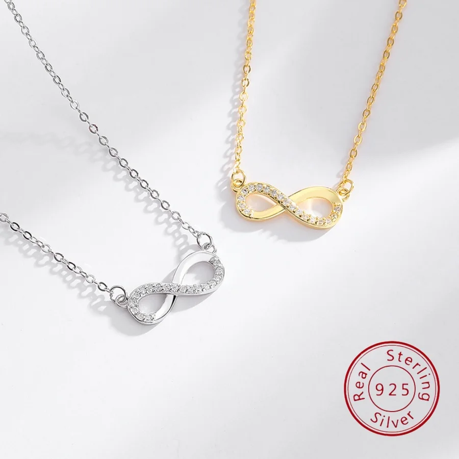 

S925 Sterling Silver Infinite Love Necklace for Women Unique Design Collarbone Chain European & American Style Silver Jewelry