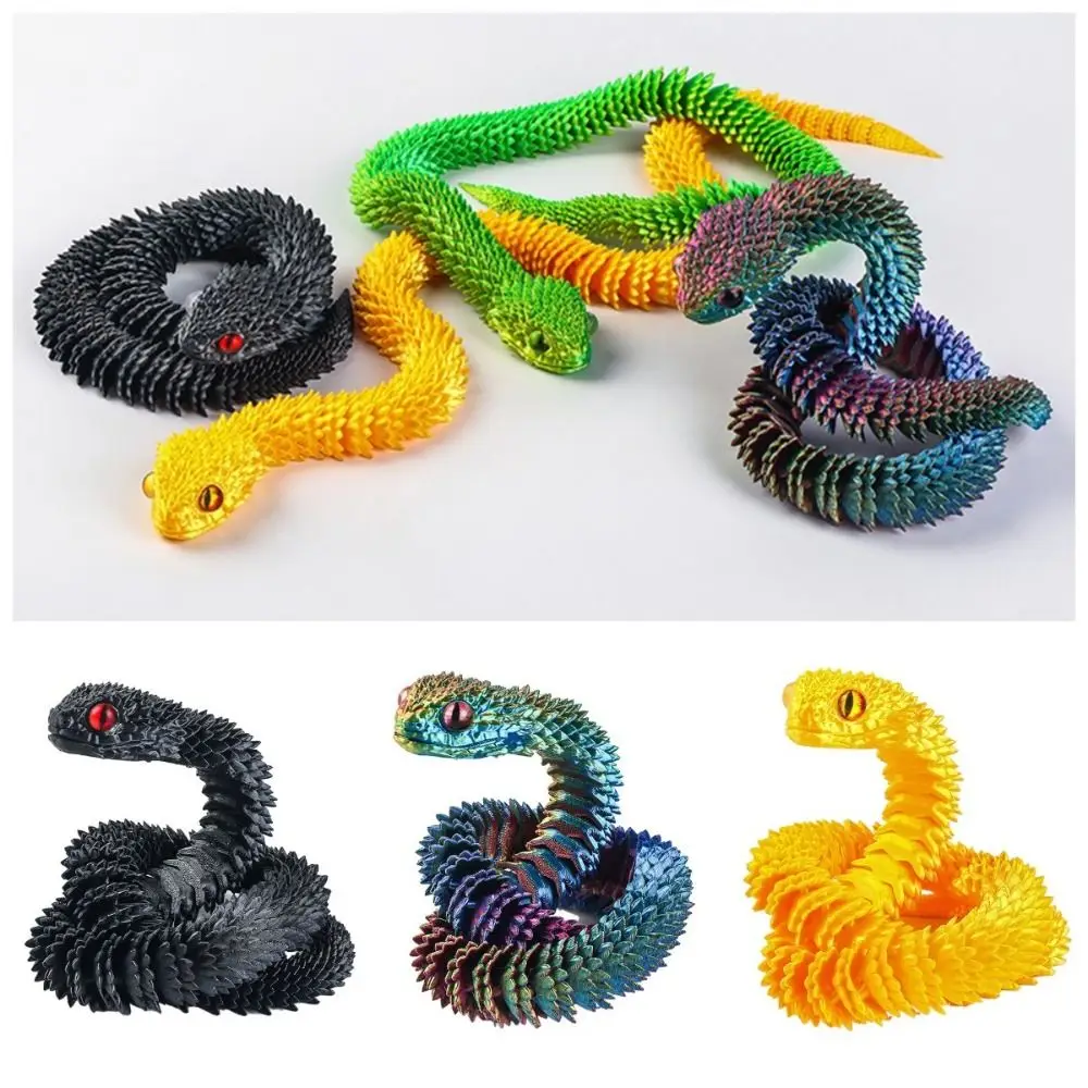 Funny Realistic 3D Printed Snake Multicolor Rotatable Simulated Snake Ornament Home Decor PLA Animal Simulation Model Christmas