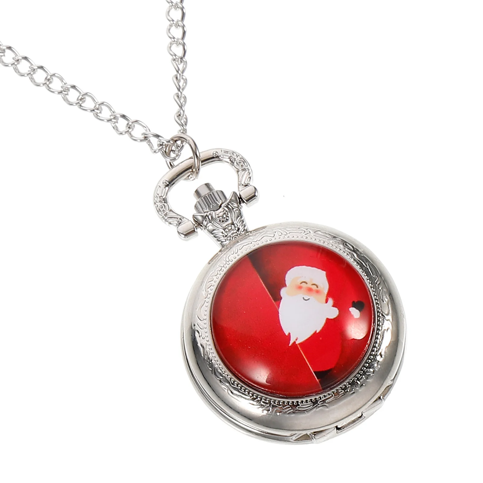 1 قطعة ساعة جيب معلقة خمر عيد الميلاد تصميم الرجعية سبيكة حالة مقاوم للماء سلسلة ساعة للديكور احتفالي يمكن ارتداؤها #3